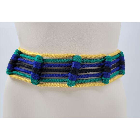 VTG Yves Saint Laurent Trimmings Woven Rope Belt Womens Statement Fringe Boho - Picture 1 of 16